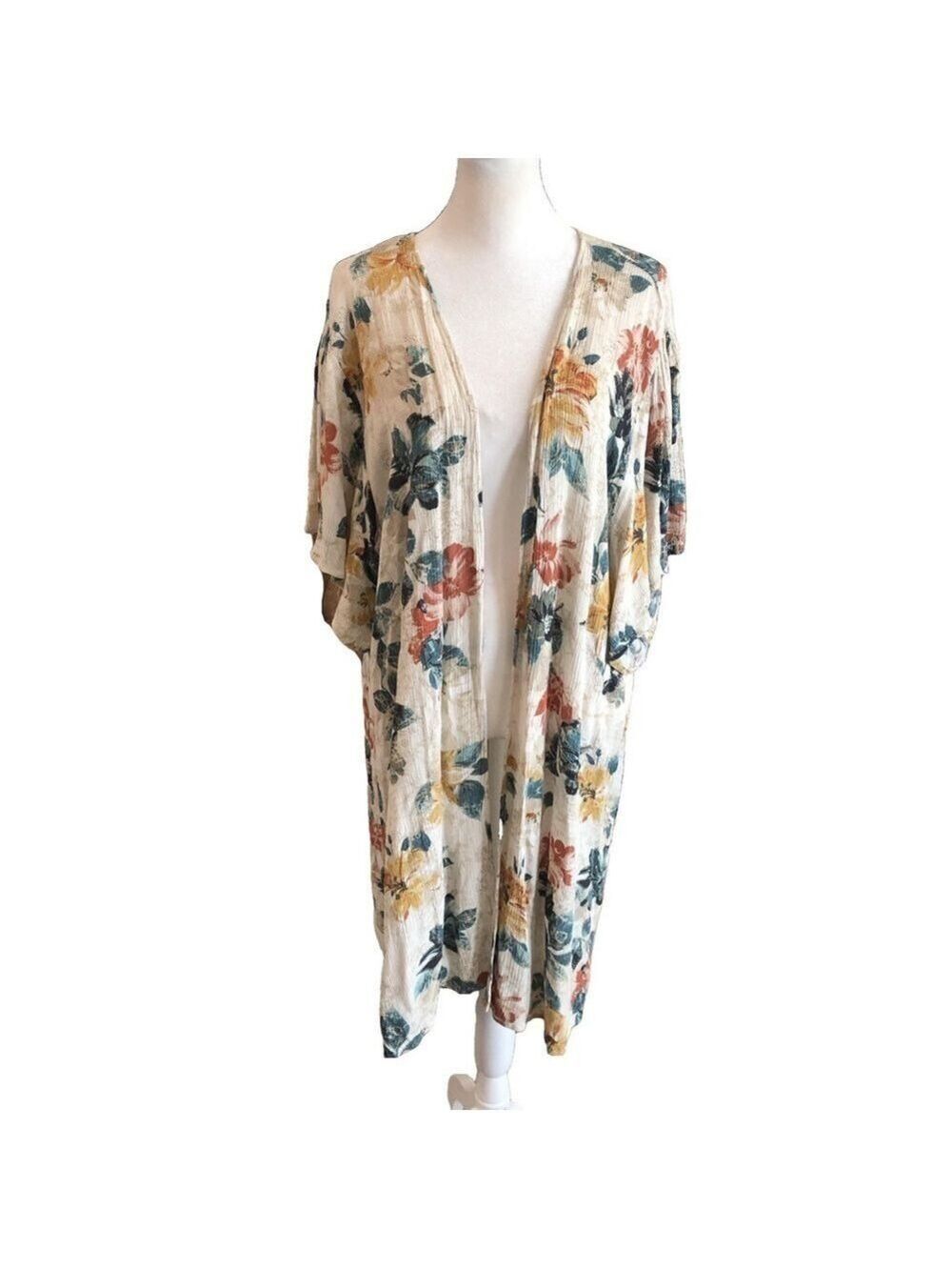 Boho floral kimono cover up Size XL beach swim summer duster open front